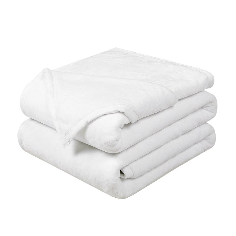 EASELAND EASEALND Soft King Size Blanket All Season Winter Warm Microplush Lightweight Thermal Fleece Blankets for Couch Bed Sofa,90x108 Inches,White - Image 1